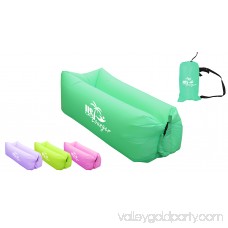 US Lounger Lime Green with Umbrella Fast Inflatable Portable Outdoor or Indoor Wind Bed Lounger, Air Bag Sofa, Air Sleeping Sofa Couch, Lazy Bed for Camping, Beach, Park, Backyard